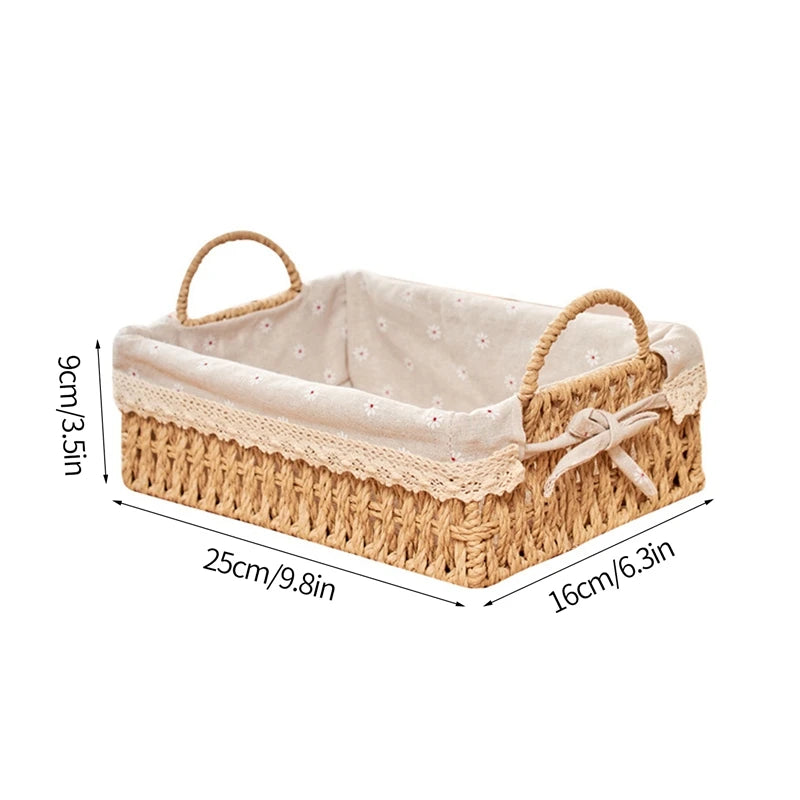 Woven Storage Baskets Wicker Basket for Gifts Kitchen Organizer Bathroom Organizing Baskets Desktop Organizer Container