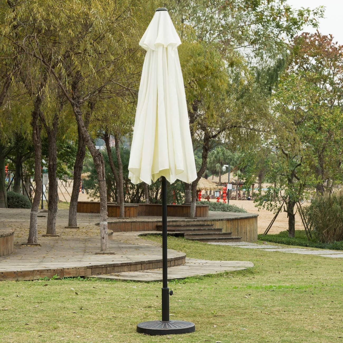 9' Patio Umbrella Outdoor Table Umbrella with 8 Sturdy Ribs (Beige)