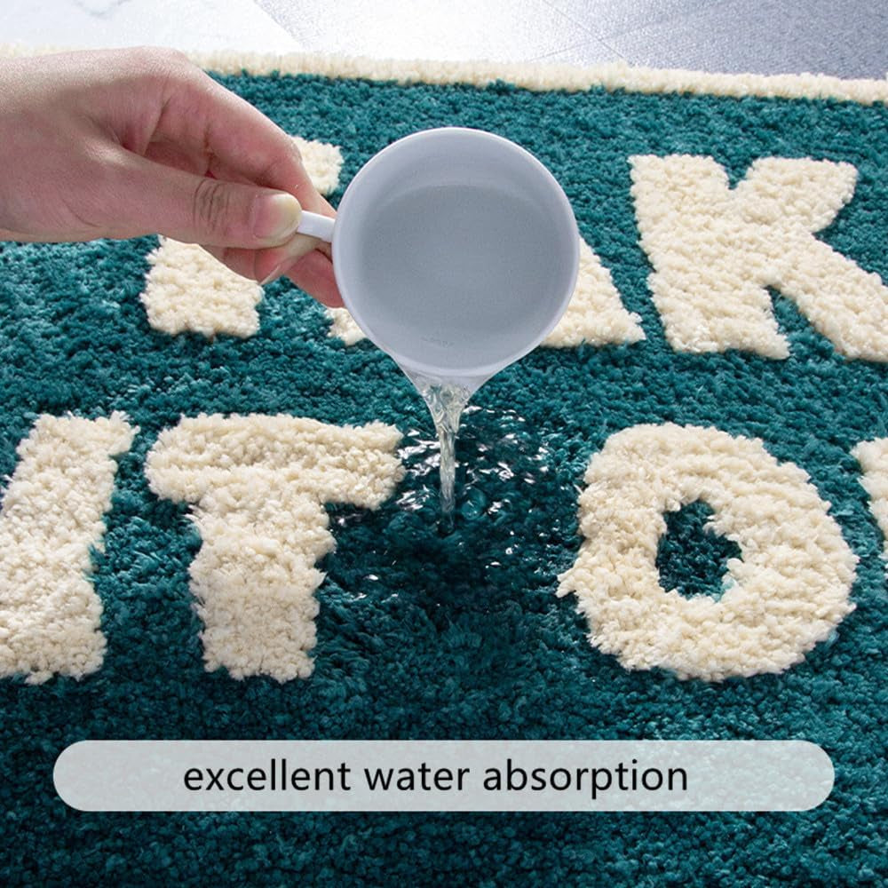Green Beige Bath Rugs for Bathroom, Take It off Bath Mats Non Slip Water Absorbent Bathtub Shower Toilet Floor Mat, Cozy Microfiber Fluffy Bathroom Mats Decor Machine Washable 20X31.5 Inch