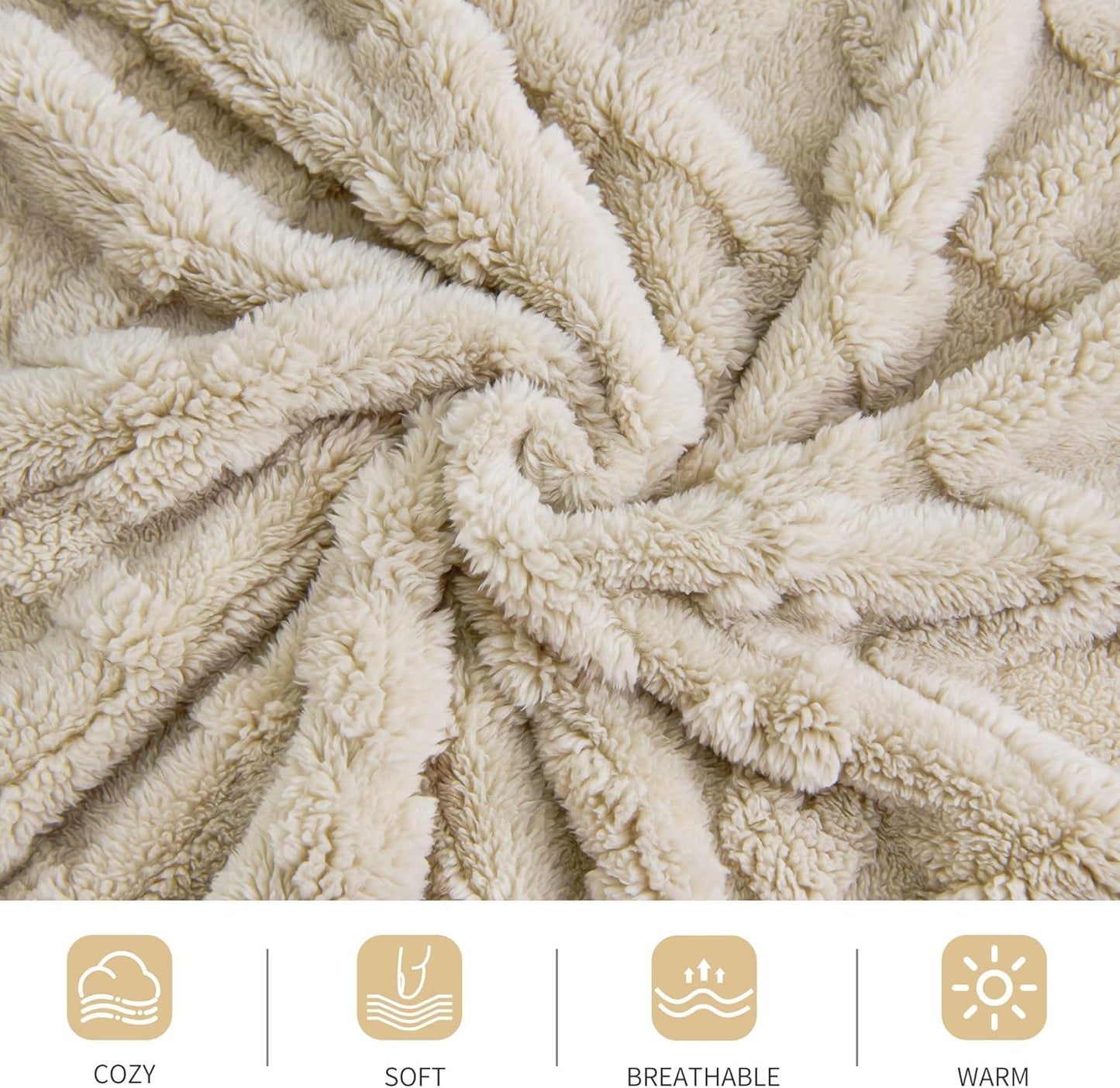 Fleece Throw Blanket - Cozy Soft Lightweight Fuzzy Throw Blanket for Women Portable Throw Blankets for Couch, Warm Present for Birthday, Christmas, Halloween, Housewarming(50"X60", Khaki)