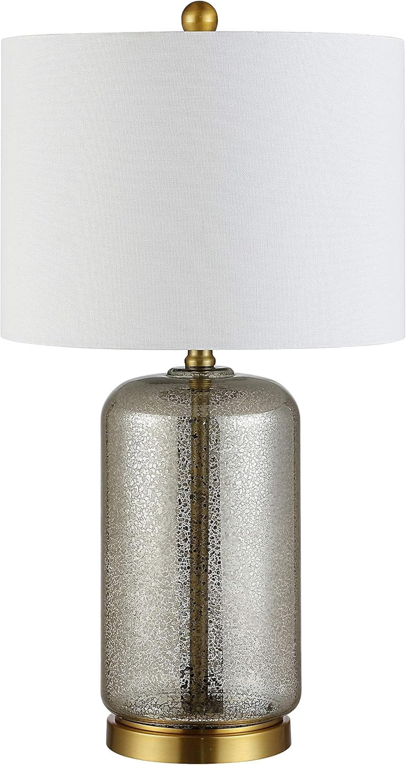 Lighting Collection Novah Silver Glass 26-Inch Bedroom Living Room Home Office Desk Nightstand Table Lamp (LED Bulb Included)