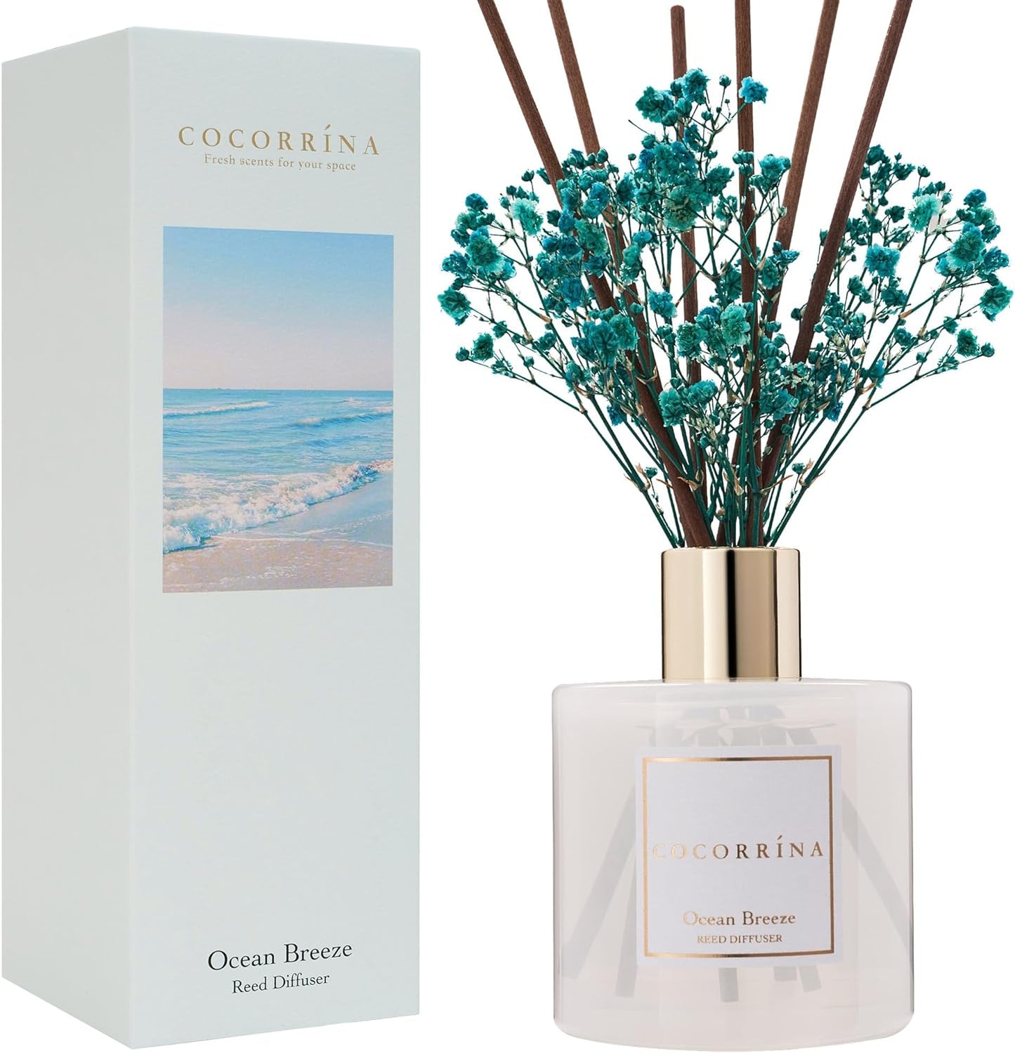 Reed Diffuser Set, 6.7 Oz Clean Linen Scented Diffuser with Sticks Home Fragrance Reed Diffuser for Bathroom Shelf Decor