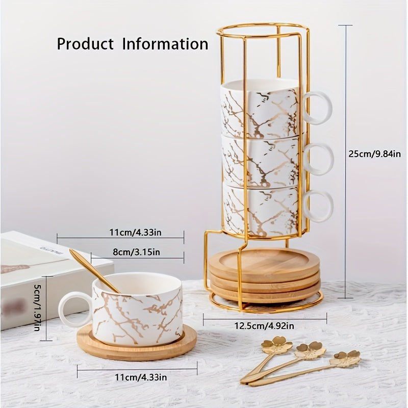 Marble Ceramic Mug Set – Insulated Holiday Coffee Cup