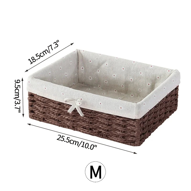 Woven Storage Baskets Wicker Basket for Gifts Kitchen Organizer Bathroom Organizing Baskets Desktop Organizer Container