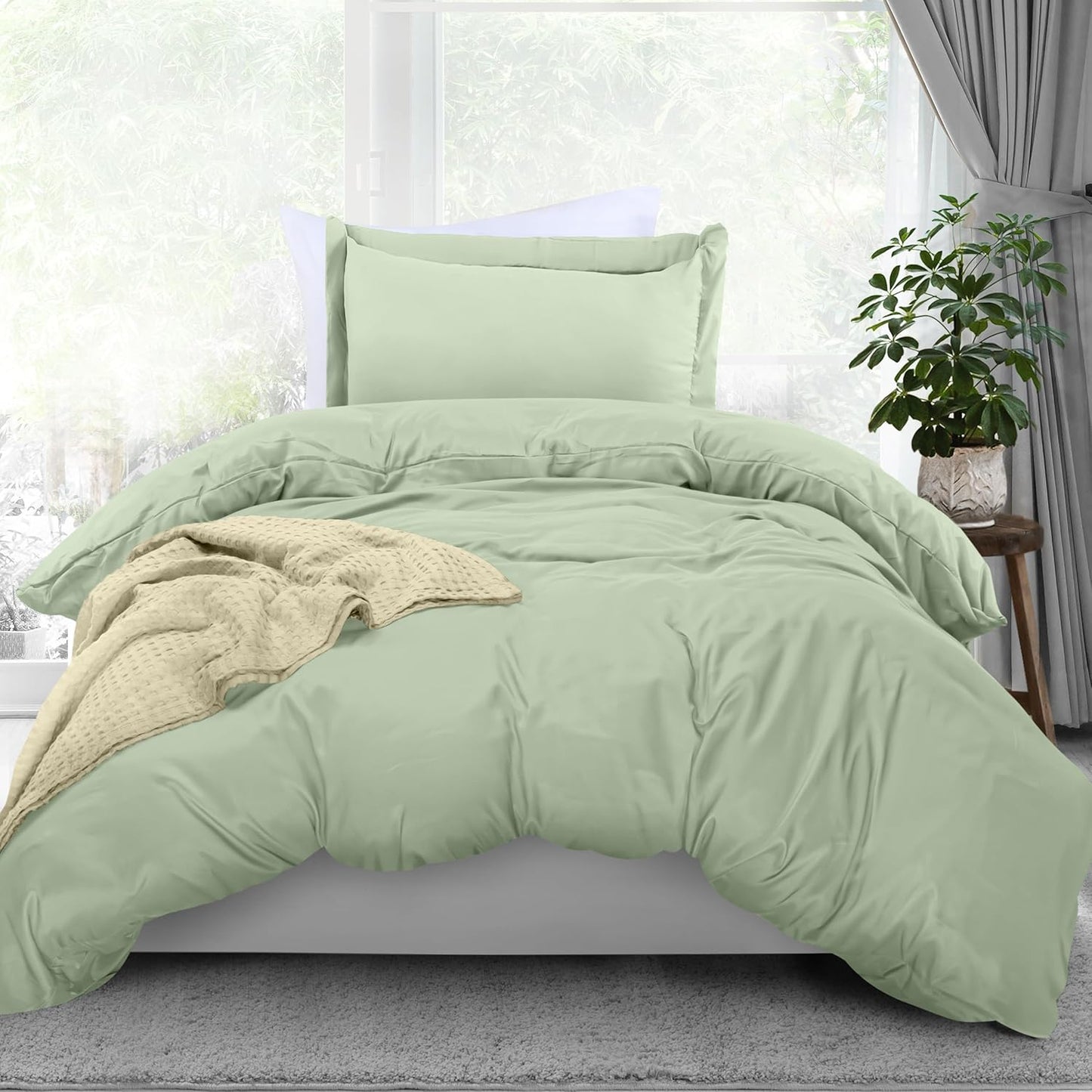 Duvet Cover Queen Size - 3 Piece with Zipper Closure - 1 Comforter Cover 90X90 Inches & 2 Pillow Shams 20X26 Inches (White) Comforter Not Included