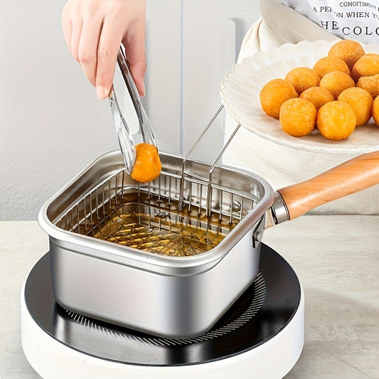 3-Piece Stainless Steel Deep Fryer Set with Basket &amp; Lid