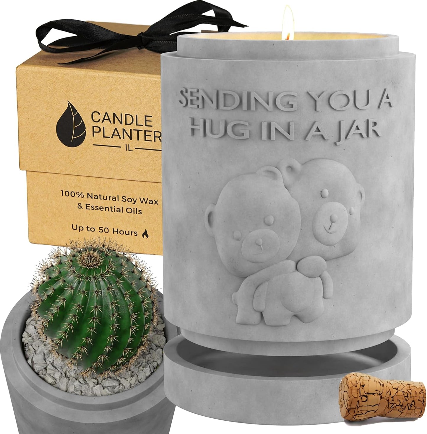 Concrete Cement Candle Planter - Aromatherapy, Soy Candle & Dual Purpose Jar Candles, Strong Gift Candles - Grey Lavender