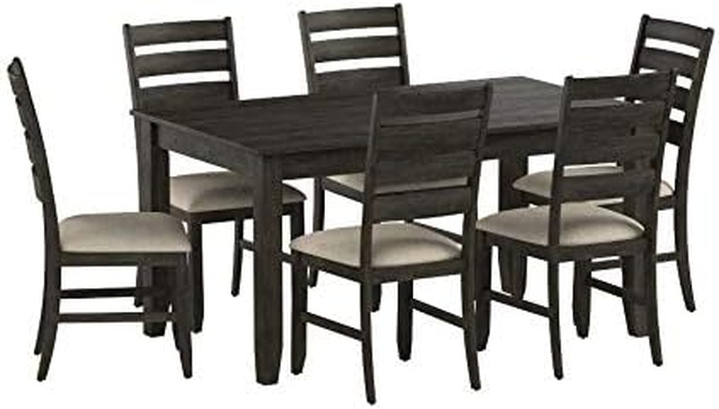 Rokane 20" Dining Room Table Set with 6 Upholstered Chairs, Brown