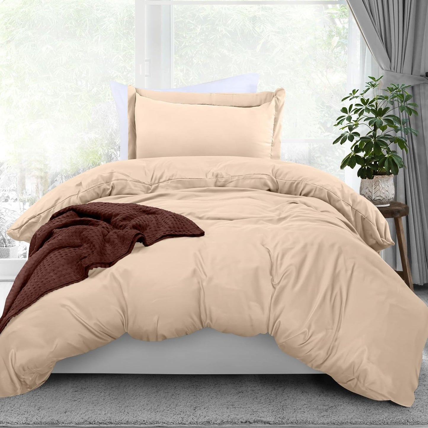 Duvet Cover Queen Size - 3 Piece with Zipper Closure - 1 Comforter Cover 90X90 Inches & 2 Pillow Shams 20X26 Inches (White) Comforter Not Included