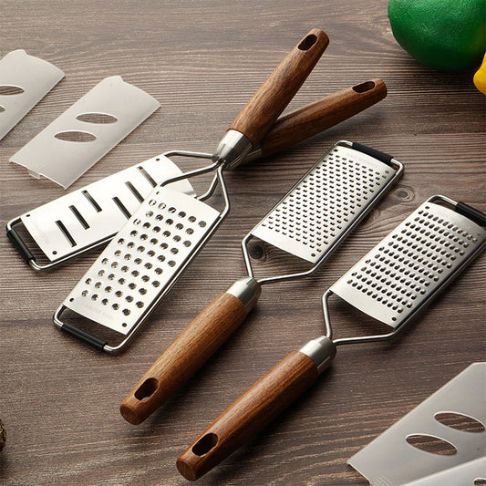 Cheese Grater with Natural Wood Lemon Handle Stainless Steel Zester Grater Kitchen Citrus Zester Tool for Ginger JT259
