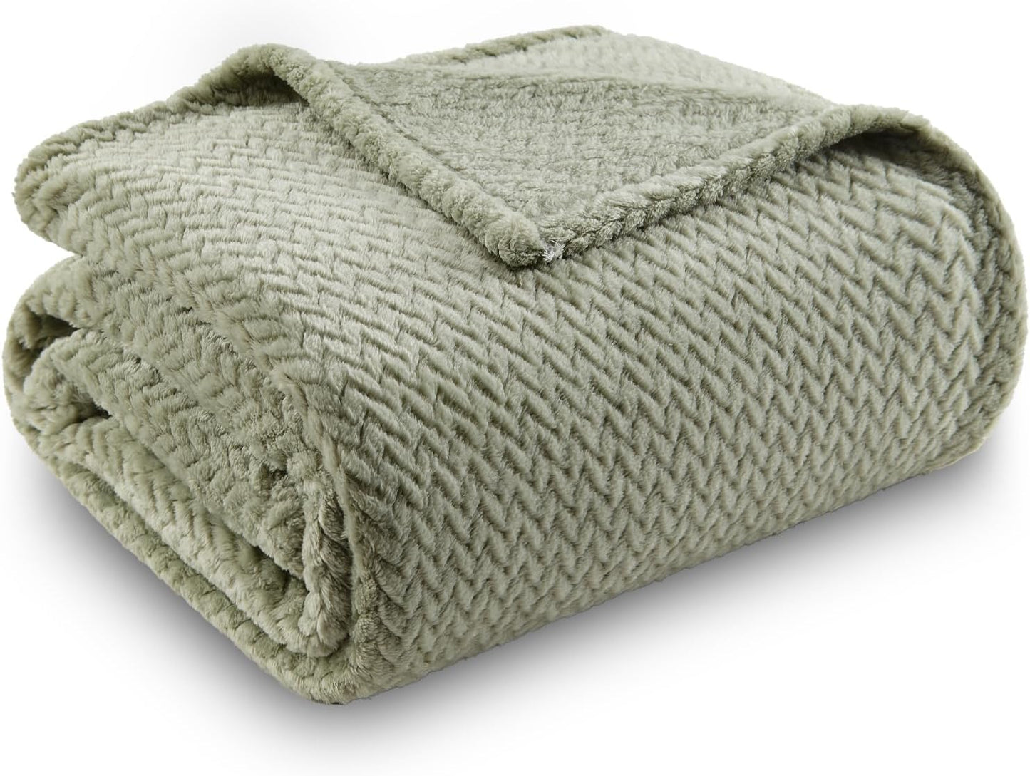 Super Soft Throw Blanket Sage Green Premium Silky Flannel Fleece Leaves Pattern Lightweight Bed Blanket All Season Use (Sage Green, Throw(50"X60"))