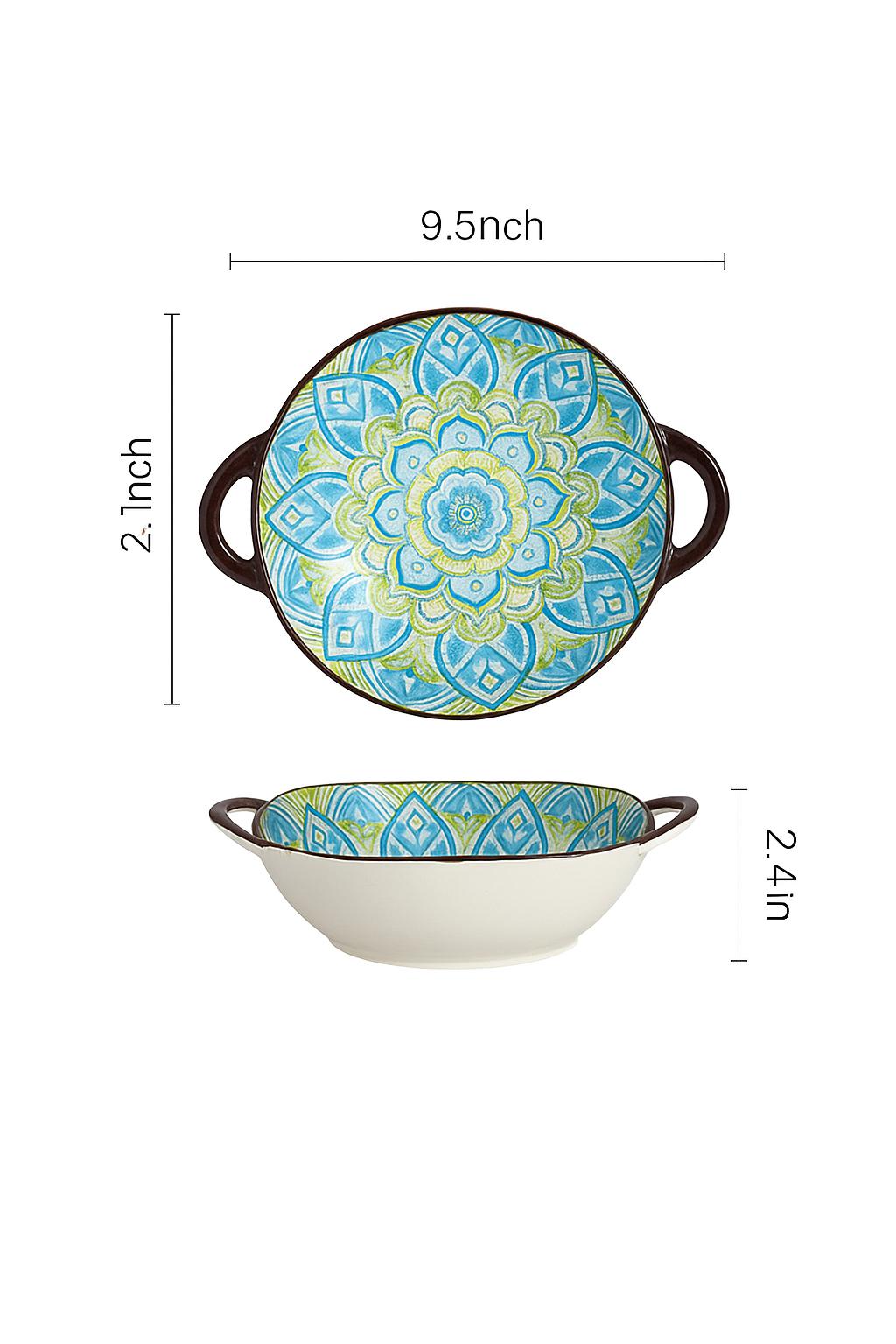 Modern Ceramic Noodle Bowl Set – Floral Underglaze Design