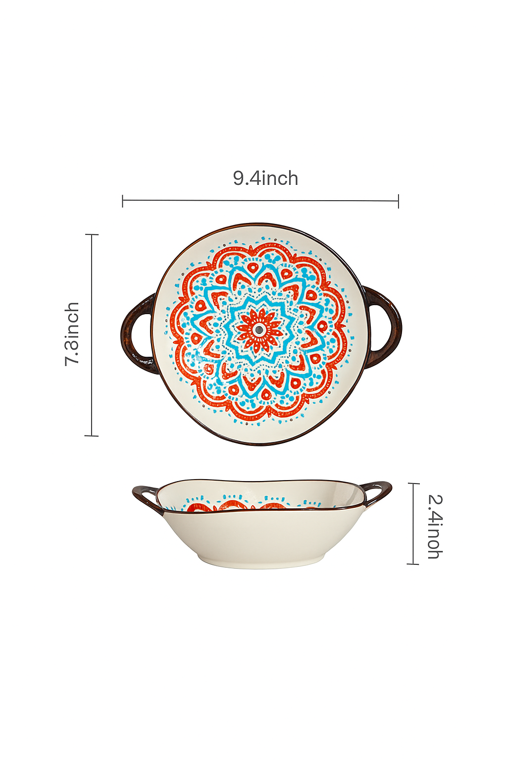Modern Ceramic Noodle Bowl Set – Floral Underglaze Design
