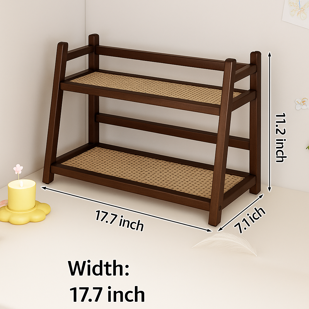 2-Tier Bamboo Multi-Purpose Storage Shelf for Kitchen or Bathroom