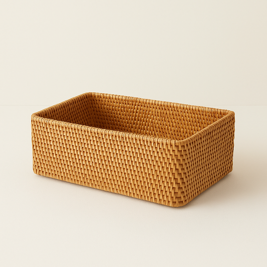 Handwoven Rattan Bathroom Organizer Basket