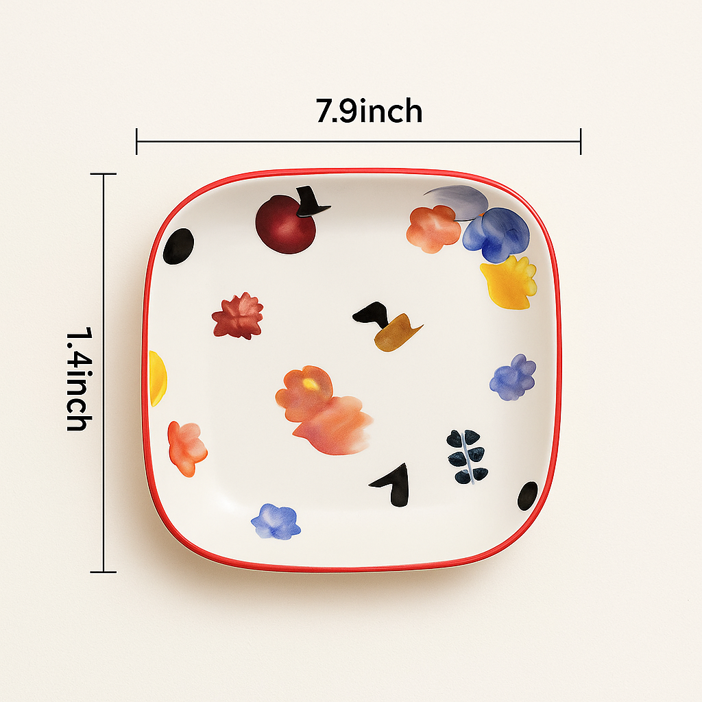 Ceramic Double-Ear Baking Dish – Floral Rectangular Oven Plate