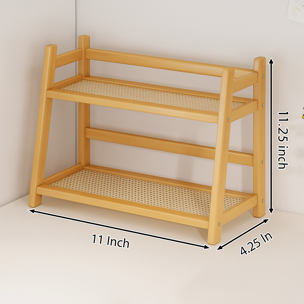 2-Tier Bamboo Multi-Purpose Storage Shelf for Kitchen or Bathroom