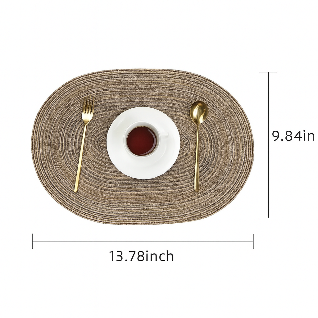 Braided Round Placemats – Durable &amp; Washable PU Table Mats