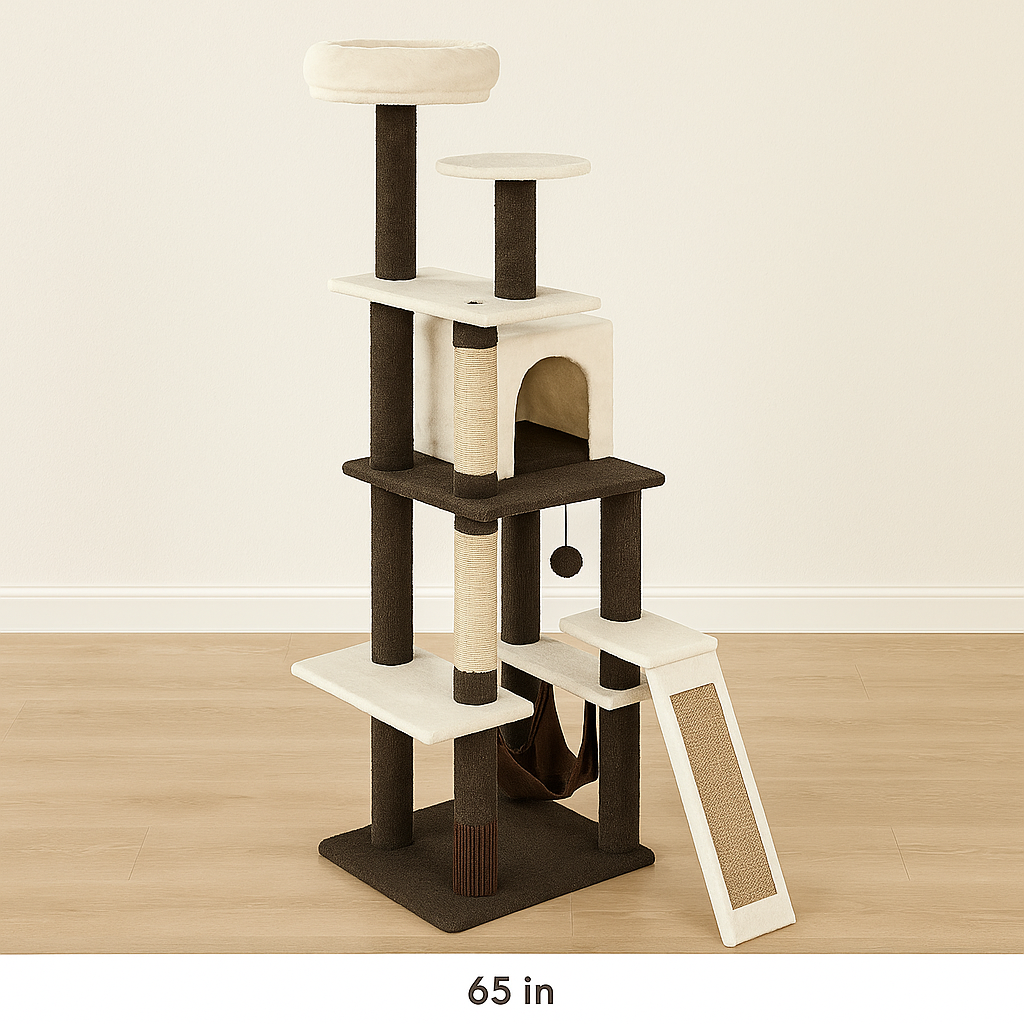 65” Multi-Level Cat Tree Tower with Hammock