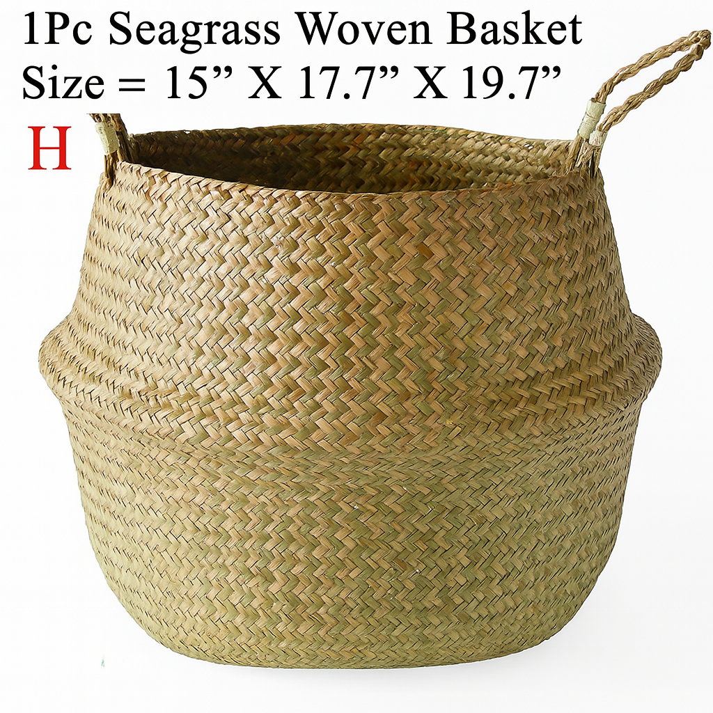 Wicker Storage Basket – Foldable Rattan Organizer for Home, Kitchen &amp; Garden