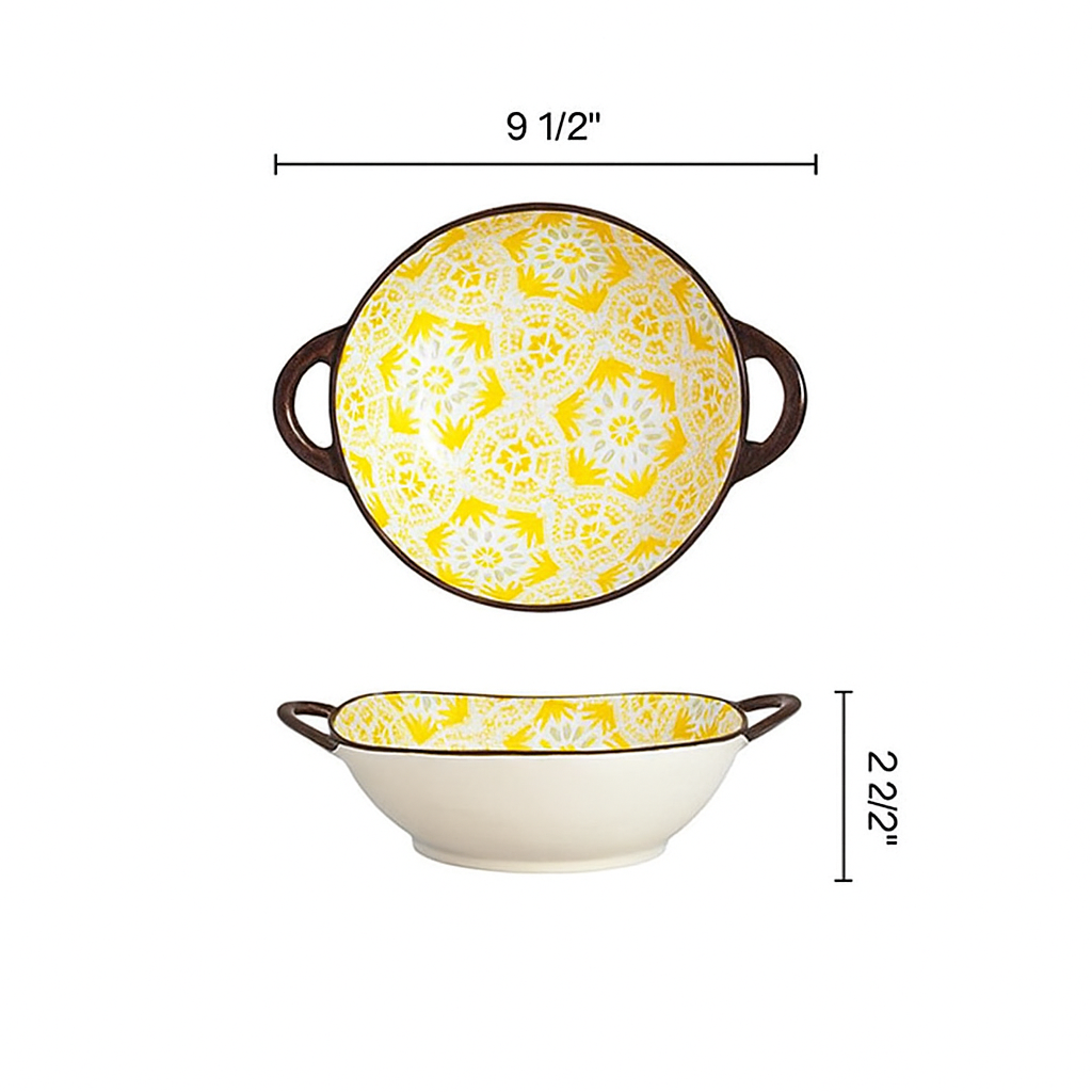 Modern Ceramic Noodle Bowl Set – Floral Underglaze Design