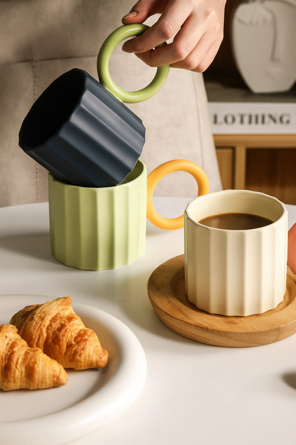 Nordic Round Handle Ceramic Coffee Mug